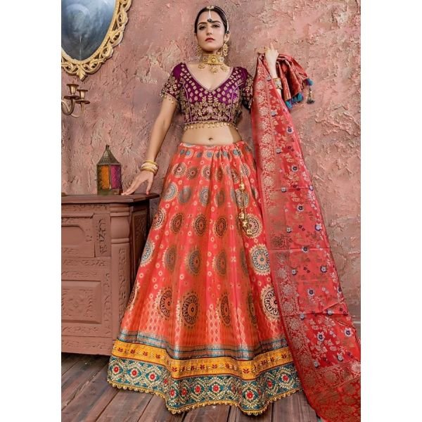 Buy Banarasi Silk Party Wear Sleeveless Lehenga Choli Online for Women in  USA